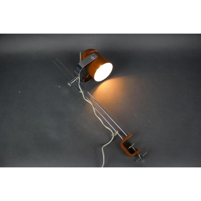 Brown Mid-Century Adjustable Clamp Lamp attributed to Stanislav Indra, Former Czechoslovakia, 1970s For Sale - Image 8 of 10