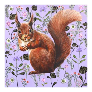 "Red Squirrel on Lavender" Original Artwork by Naomi Jones