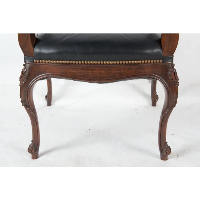 French Black Leather Armchair For Sale In New York - Image 6 of 13
