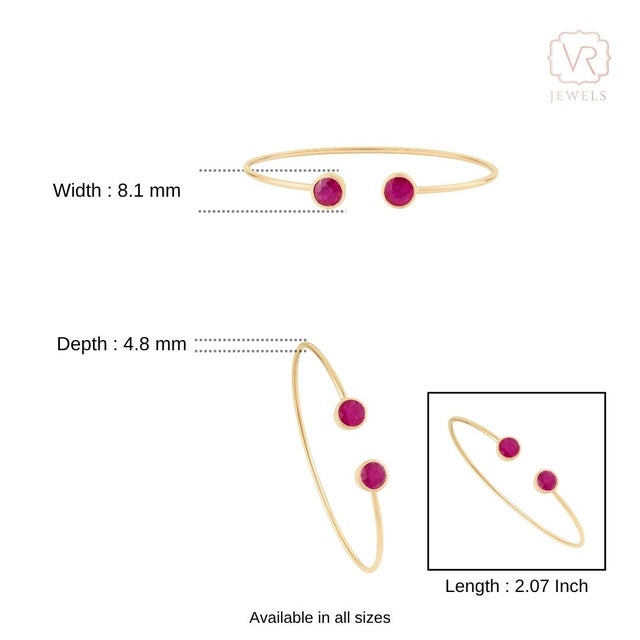 Contemporary 3.08ct Ruby Bezel-Set Bangle Bracelet in 14k Yellow Gold For Sale - Image 13 of 17