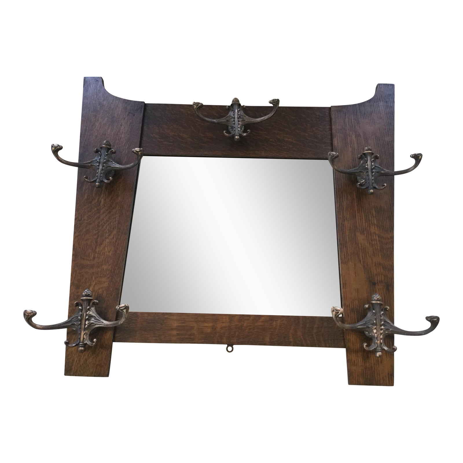 Antique Hall Mirror With Hooks Chairish