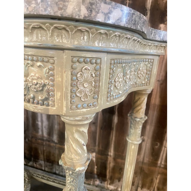 Stone Painted Console Table With Stone Top For Sale - Image 7 of 14
