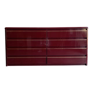 1980s Lacquered Dresser With Brass Accents For Sale