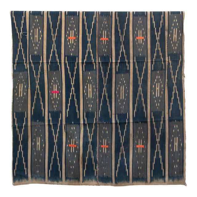 Vintage Baoule African "Coastal Diamond" Ikat Throw For Sale