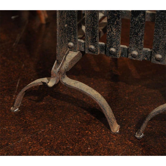 1880 English Iron Firedogs With Log Basket For Sale In San Francisco - Image 6 of 7