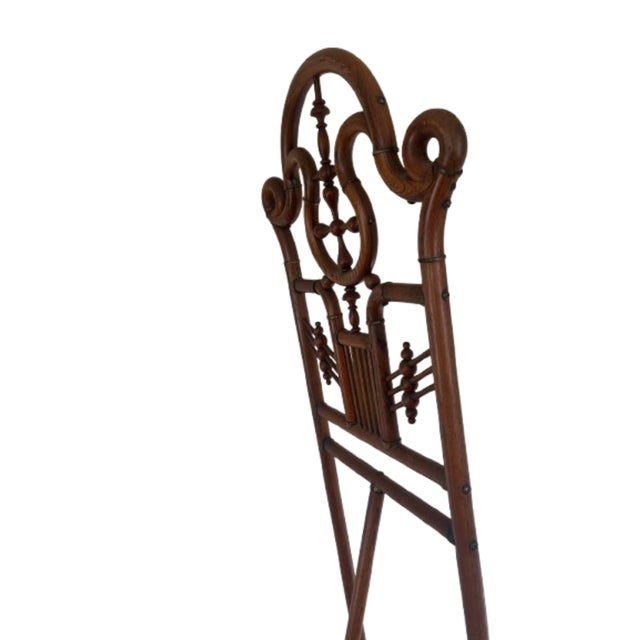 Victorian C. 1900 Victorian Oak Stick and Ball Ornate Easel Stand For Sale - Image 3 of 12