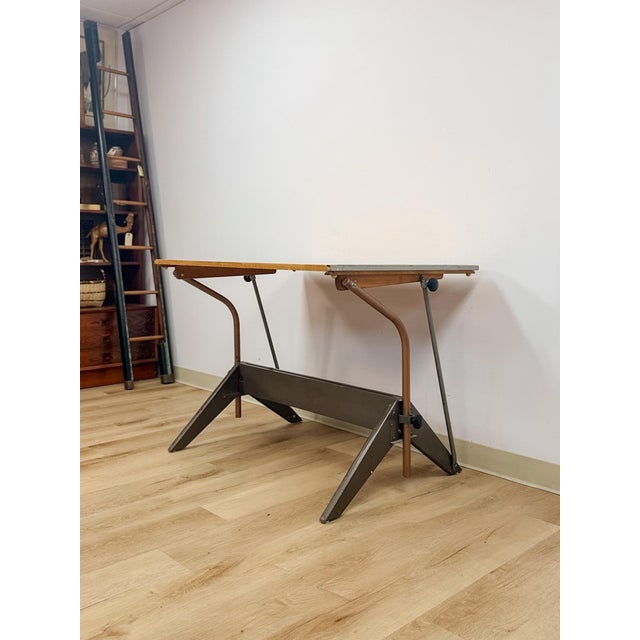 Vintage Drafting Table Pivot Tilt Blonde Wood Artist Architect MCM For Sale - Image 4 of 14