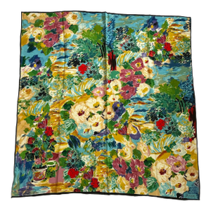 Vintage Silk Scarf Impressionist Art Textile Wall Hanging Decor