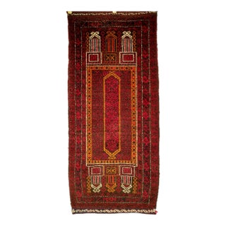 Vintage Baluch Prayer Rug, Hand-Knotted Wool, Mid-20th Century For Sale