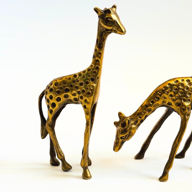 Late 20th Century Vintage Brass Giraffes - Set of 2 For Sale - Image 5 of 10
