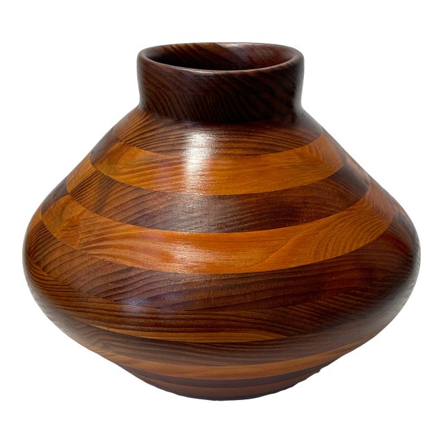 Mid Century American Woodcraft Layered Vessel For Sale