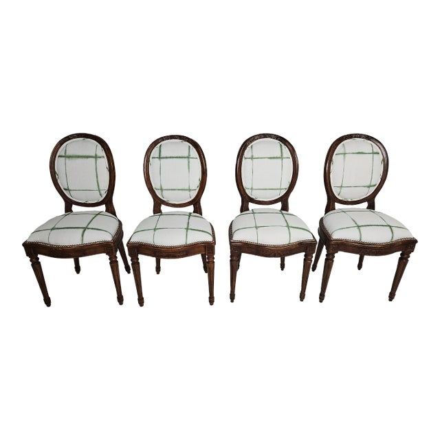 Mid 20th Century Gustavian Oval Back Dining Chairs - Set of 4 For Sale
