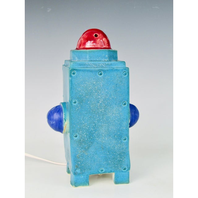 1990s Doug Spalding Pottery Light Up Robot Lamp For Sale - Image 4 of 11