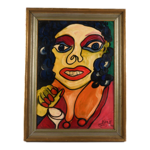 1960s Framed Signed Peter Keil "Elizabeth Taylor" Mix Media on Masonite