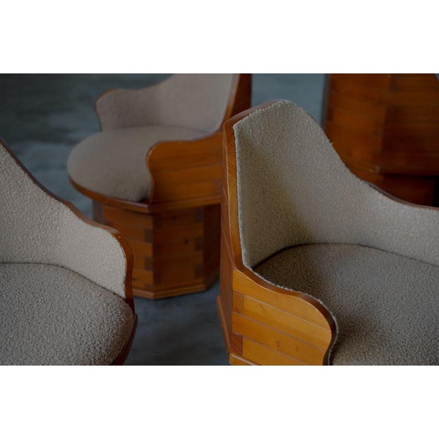 Pine Dining Chairs in Boucle Upholstery, Germany, 1970s, Set of 7 For Sale - Image 10 of 18