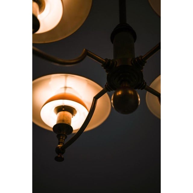 Ceiling Lamp in Brass and Glass from Lyfa, 1930s For Sale - Image 9 of 12