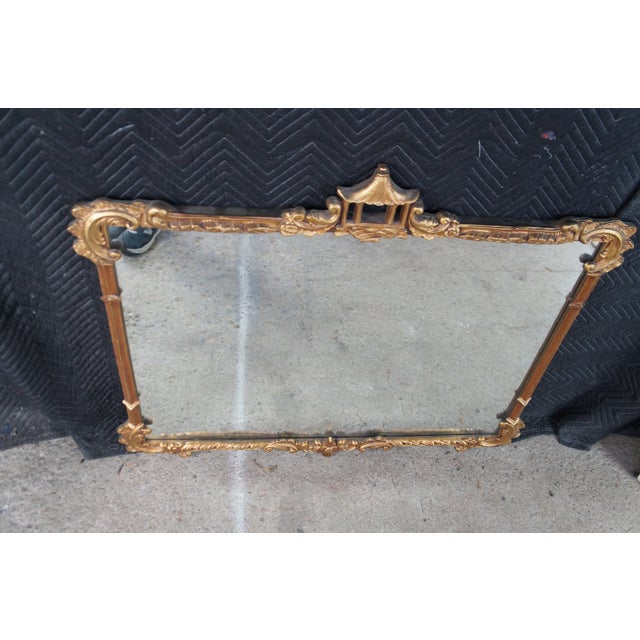 Late 20th Century Chinese Chippendale Gold Regency Pagoda Acanthus Wall Vanity Mantel Mirror 45" For Sale - Image 11 of 11