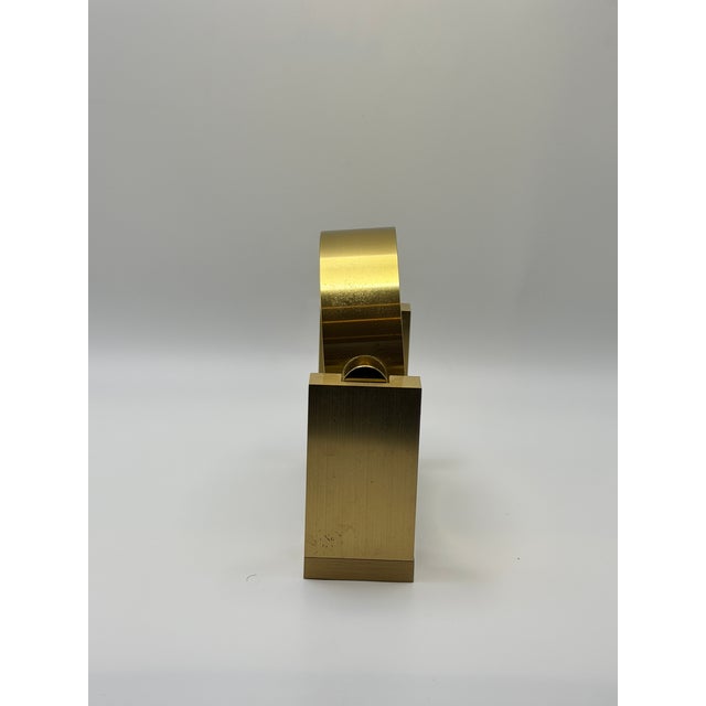 Tiffany and Co. 1980s Tiffany & Co. Polished Brass Desk Clock — Roman Numeral Dial, Modernist Design For Sale - Image 4 of 5