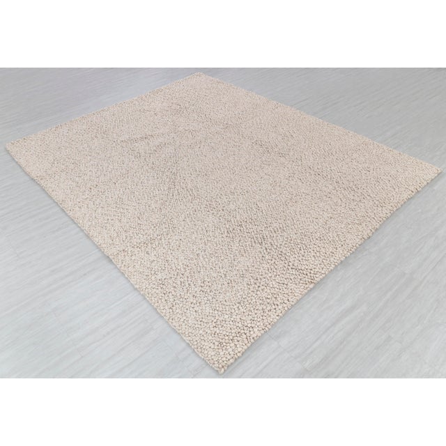 Chunky Wool Felted Nordic Flatweave Rug in Ivory and Cream, 9x12 Ft. For Sale - Image 10 of 12