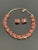 Coro Vintage 1950's Coro Autumn Lucite Confetti Burnt Necklace and Earrings Set Orange Gold Flakes - 3 Pieces For Sale - Image 4 of 12