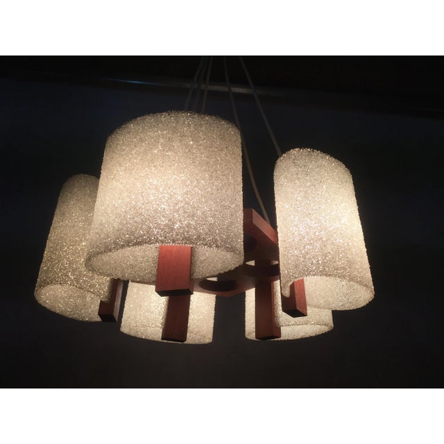 Wood Vintage Scandinavian Teak &amp; Acrylic Glass Resin Pendant For Sale - Image 7 of 8