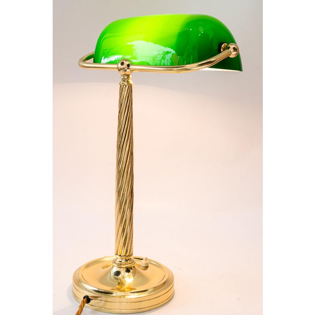 Banker Table Lamp with Glass Shade, Vienna, 1920s For Sale - Image 11 of 18