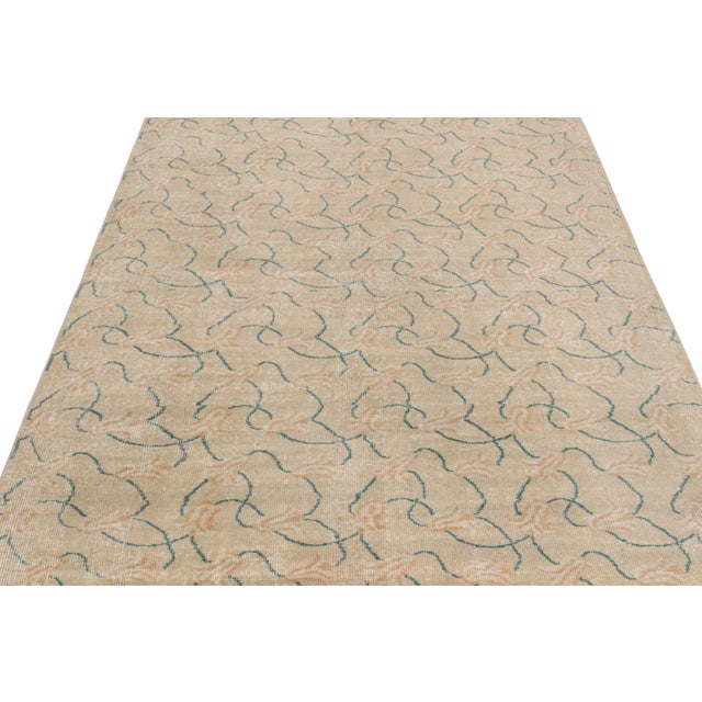 Mid-Century Modern Vintage Zeki Müren Rug in Beige With Pink & Blue Floral Pattern From Rug & Kilim For Sale - Image 3 of 8