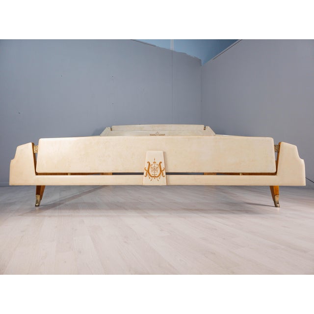 Mid-Century Italian Parchment Double Bed attributed to Giovanni Gariboldi, 1950s For Sale - Image 17 of 18