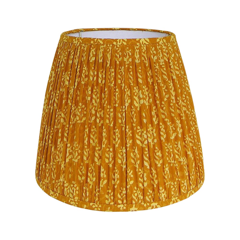 New, Made to Order, Mustard Yellow Indian Block Print, Large Pleated