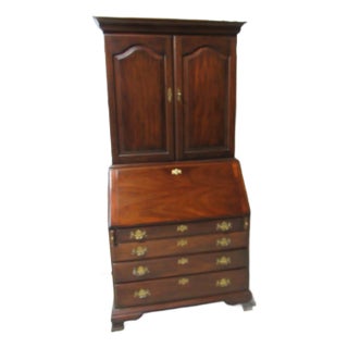 1980s John Hancock Henkel Harris Secretary Desk Mahogany Secret Compartment For Sale