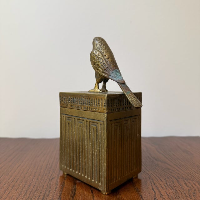 Mid 20th Century Mid 20th Century Egyptian Brass Box With Falcon For Sale - Image 5 of 11