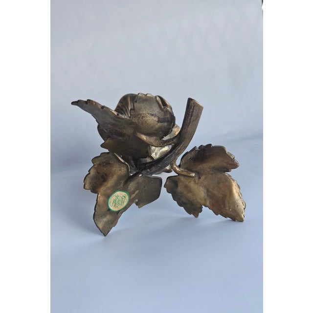 Metal Vintage Mid 20th Century Brass Morning Glory Shaped Flower Vase Made in Hong Kong For Sale - Image 7 of 12
