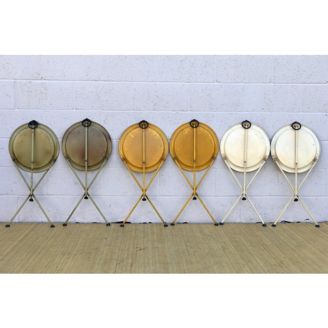 Traditional 1970 Italian Empire Style Pair of Metal Folding Side Table For Sale - Image 3 of 12