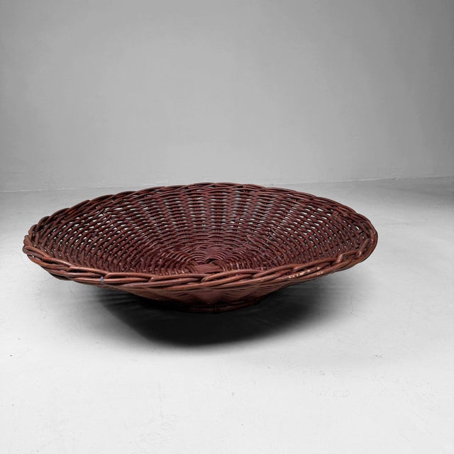 Wood Large Japanese Handwoven Rattan Basket Bowl, 1960s-1970s For Sale - Image 7 of 15