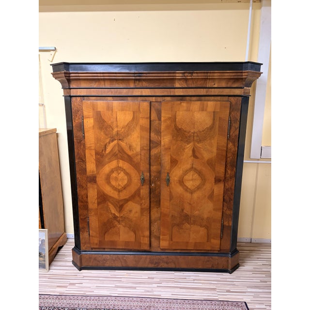 Brown Veneered Cabinet with Picture Inlaid For Sale - Image 8 of 8