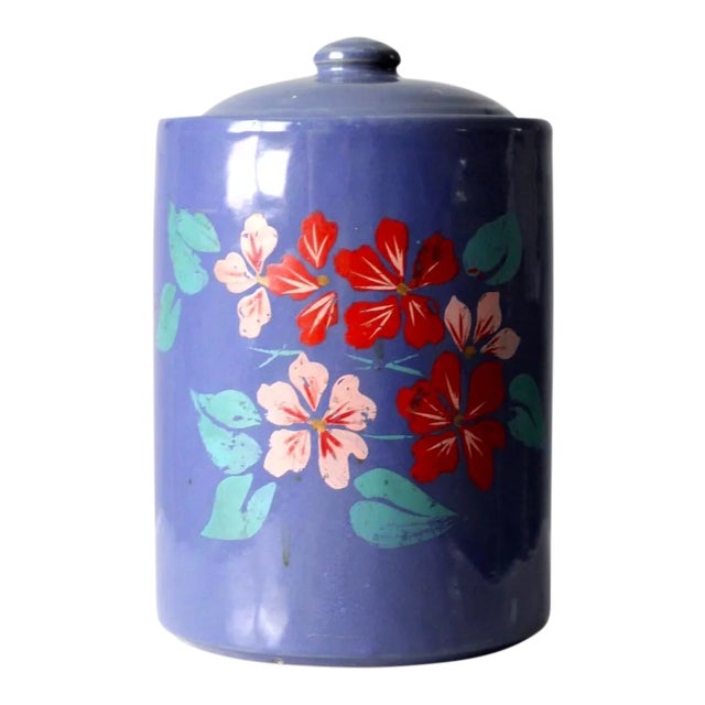 Vintage 1930s Hand Painted Cookie Jar For Sale