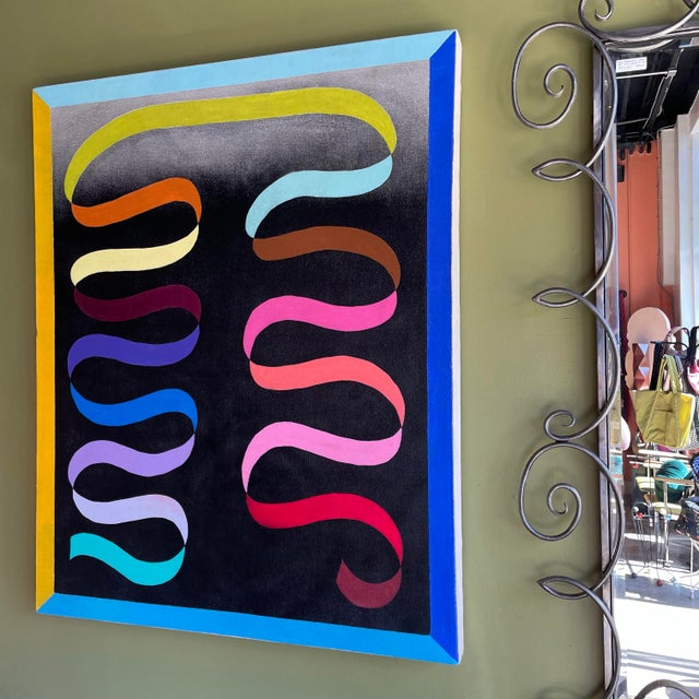 Abstract Dual Ribbon: Modern Acrylic on Canvas by Winston Willingham For Sale - Image 3 of 9