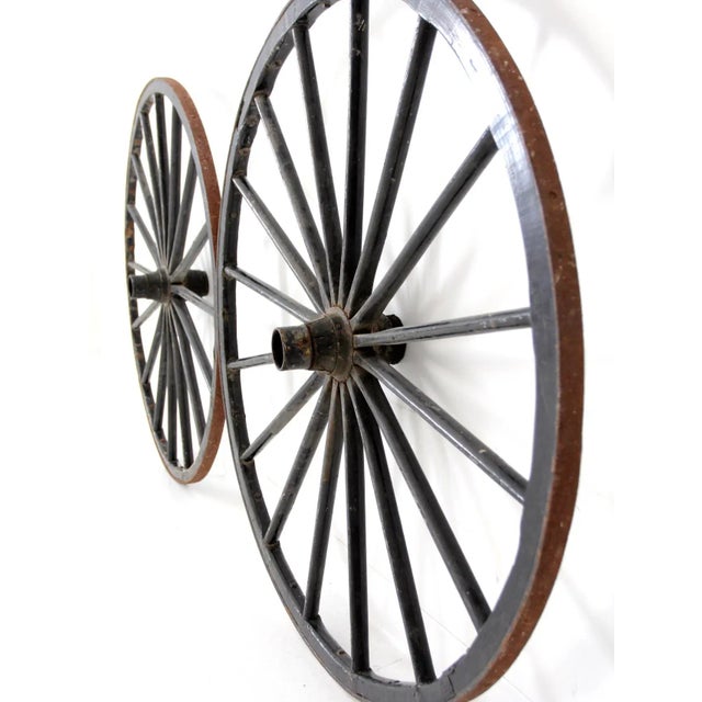 Wood Antique Wagon Wheel - a Pair For Sale - Image 7 of 8