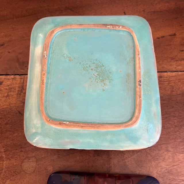 Antique English 19th Century Majolica Sardine Box With Striking Turquoise Interior For Sale In Providence - Image 6 of 6