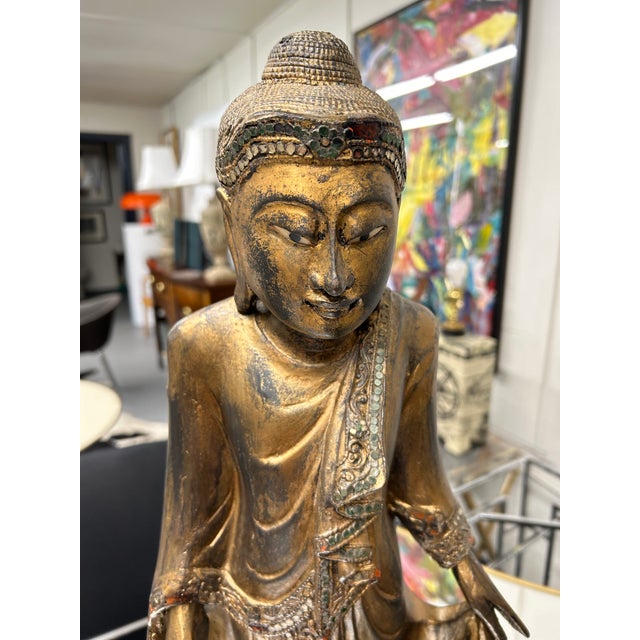 Gilded Standing Thai Buddha Sculpture For Sale In Philadelphia - Image 6 of 12