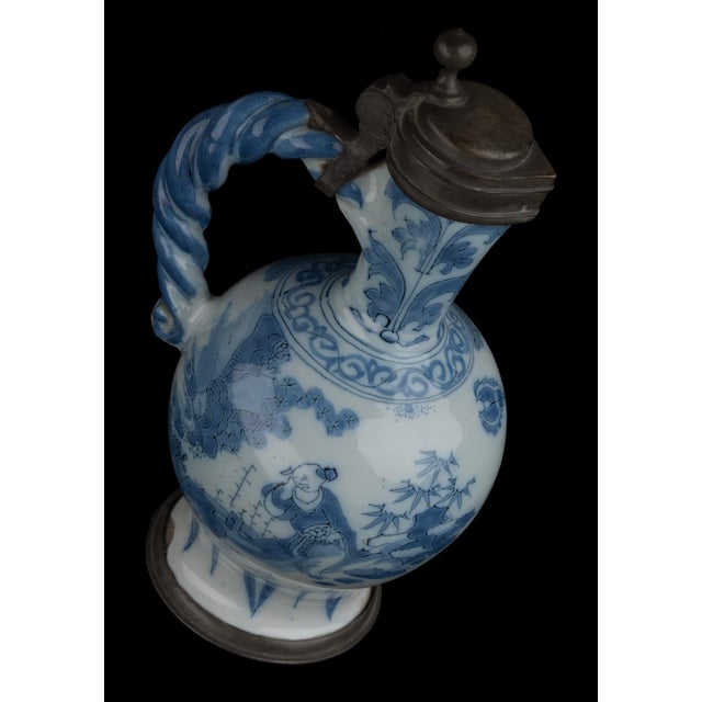 Delft Blue and White Chinoiserie Wine Jug, 1680-1690 For Sale - Image 9 of 10