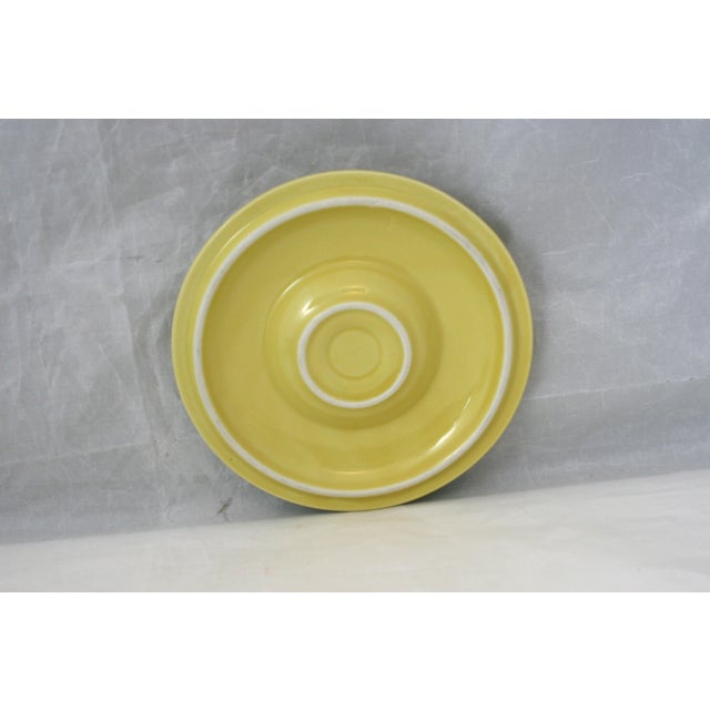 1930s Art Deco Hall Pottery Ceramic Lidded Refrigerator Dish Serving Bowl Gray & Yellow For Sale - Image 10 of 11