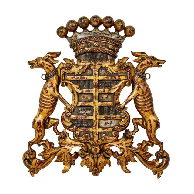 Decorative Greyhound Hand Carved Heraldic Coat of Arms For Sale - Image 6 of 6