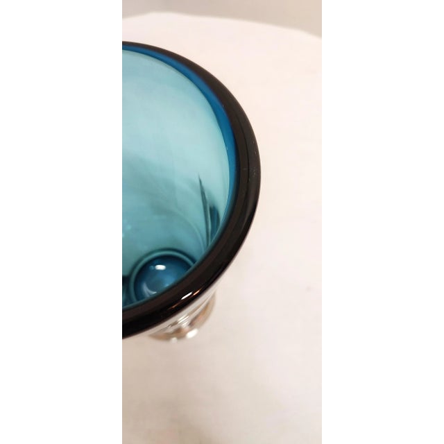 Blue & Silver Glass Vase, France, 1950s For Sale - Image 9 of 17