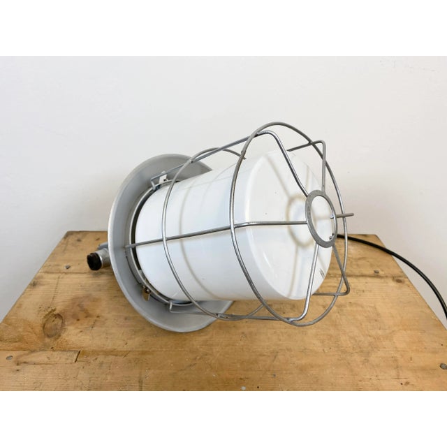 Vintage Industrial Aluminium Lamp with Milk Glass, 1970s For Sale - Image 11 of 12