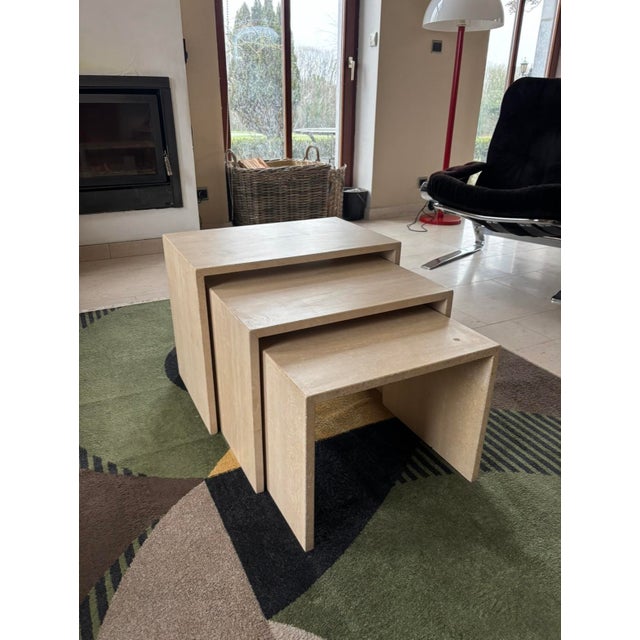 Mid-Century Modern Vintage Travertine Nesting Tables, 1970s, Set of 3 For Sale - Image 3 of 10