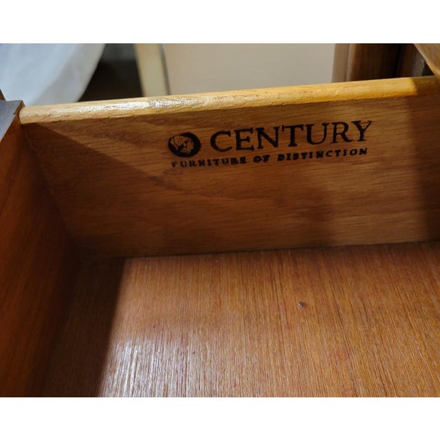 Wood 1960s Century Furniture Asian Modern Fruitwood Credenza With Brass Hardware For Sale - Image 7 of 10