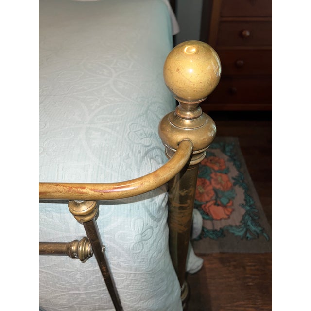Pair of Antique Victorian Brass Twin Beds With Original Cast Iron Dovetail Rails For Sale - Image 15 of 17