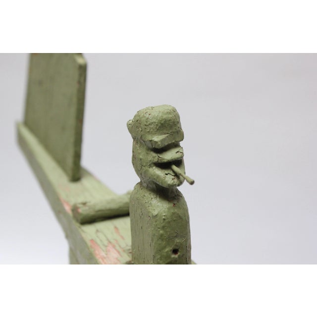 Green Circa 1940s Folk Art "Smoking Boatman" Whirligig For Sale - Image 8 of 13