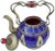 Vintage Moroccan Blue Ceramic Kettle With Silver Engravings For Sale - Image 4 of 8